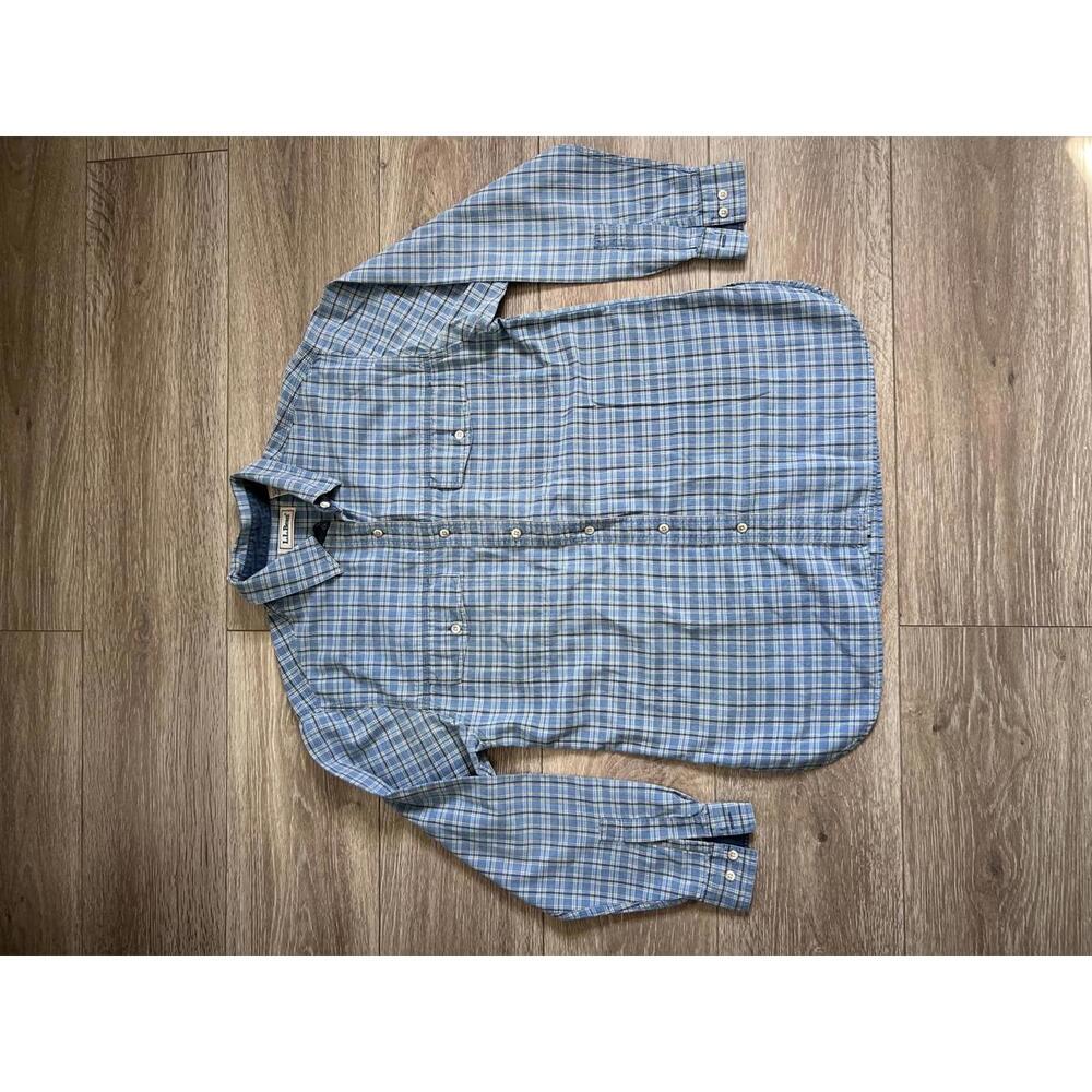 Vintage L.L.Bean Women's Blue Plaid Button-Up Shirt Size Small